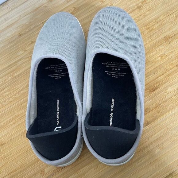 Mahabis Summer Slippers 7.5 Gray Slip On Wool Lining Comfort Minimal House Mules - Picture 3 of 11
